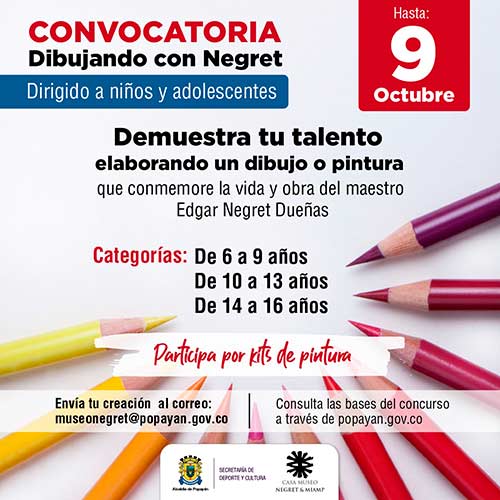 Convocatoria para niños y adolescentes Dibujando con Negret