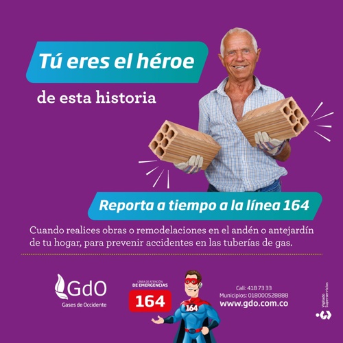 Reporta un daño a tiempo a la línea 164 de Gases de Occidente