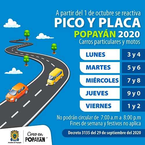 Se reanuda el Pico y Placa en Popayán