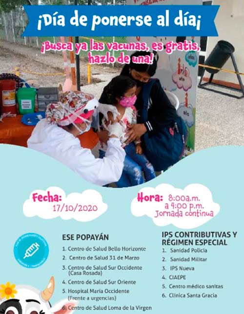 Día de ponerse al día, busca ya las vacunas, es gratis, ¡hazlo ahora! Secretaría de Salud Municipal continúa desarrollando la Estrategia PRASS en la comuna 8