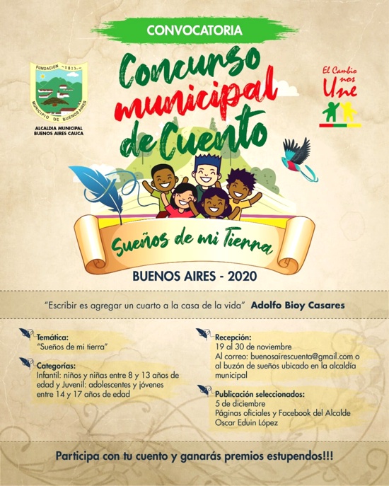 Alcaldía invita a participar en Concurso de Cuento “Sueños de mi Tierra” Alcaldía invita a participar en Concurso de Cuento “Sueños de mi Tierra”