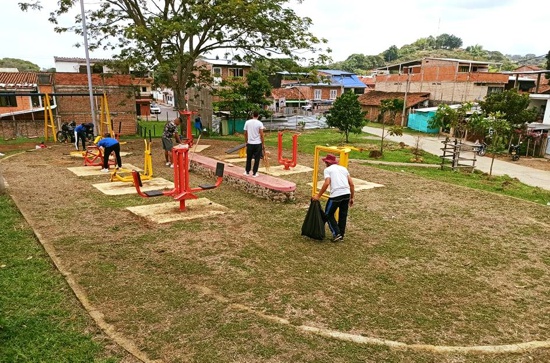 Jornada de limpieza y desinfección a parques biosaludables de Santander de Quilichao