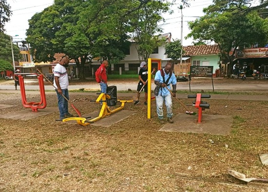 Jornada de limpieza y desinfección a parques biosaludables de Santander de Quilichao