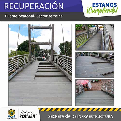 Alcaldía de Popayán recuperó el puente del terminal