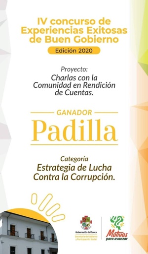 Padilla ganador en experiencias exitosas de buen gobierno Padilla ganador en experiencias exitosas de buen gobierno
