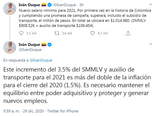 Salario mínimo 2021 - Iván Duque Márquez - Presidencia Salario mínimo 2021 - Iván Duque Márquez - Presidencia