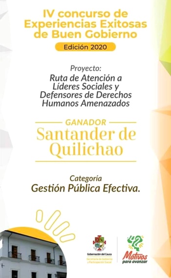 Santander de Quilichao ganador de concurso experiencias exitosas de buen gobierno Santander de Quilichao ganador de concurso experiencias exitosas de buen gobierno