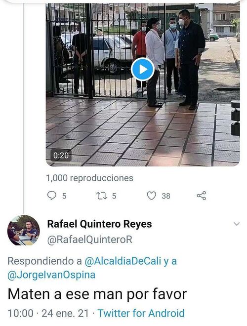 Amenazaron al alcalde de Cali a través de redes sociales