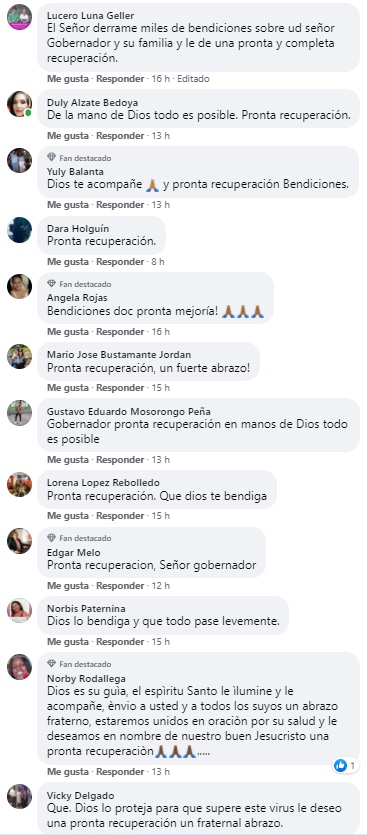 Fortaleza y solidaridad al gobernador por prueba positiva de Covid 19.