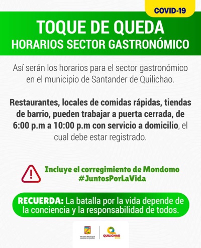 Restaurantes y comidas rápidas habilitados en Toque de Queda en Quilichao Restaurantes y comidas rápidas habilitados en Toque de Queda en Quilichao