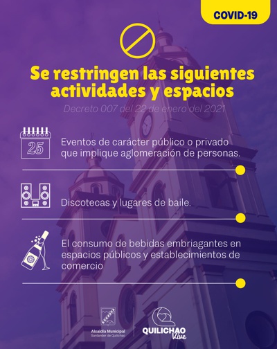 Restricción de actividades durante el penúltimo fin de semana de enero 2021 en Quilichao Restricción de actividades durante el penúltimo fin de semana de enero 2021 en Quilichao