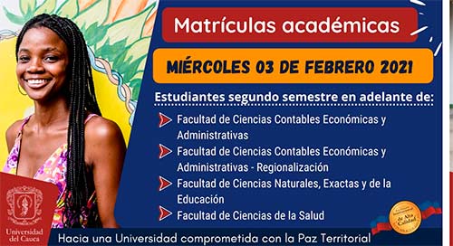 Cronograma de matrículas académicas en Unicauca