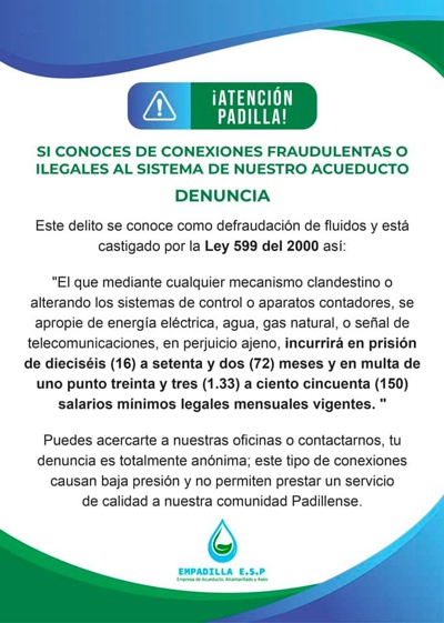 EMPADILLA combate fraudes al sistema de acueducto