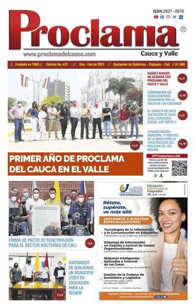 En circulación Edición Impresa No. 431 de Proclama Cauca y Valle En circulación Edición Impresa No. 431 de Proclama Cauca y Valle