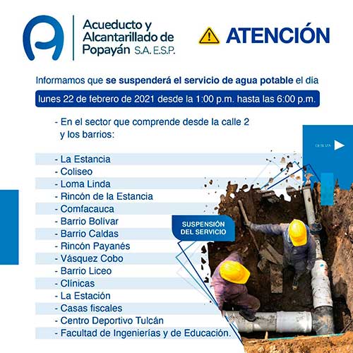 Empresa Acueducto y Alcantarillado de Popayán seleccionada para consultorías