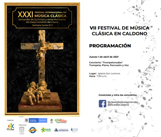Programación Festival de Música Clásica 2021 - Caldono Programación Festival de Música Clásica 2021 - Caldono