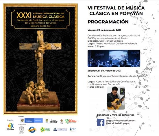 Programación Festival de Música Clásica 2021 - Popayán Programación Festival de Música Clásica 2021 - Popayán