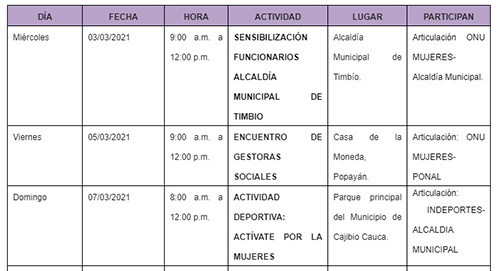 Cauca conmemora el 8 de marzo “Día Internacional de la Mujer” Cauca conmemora el 8 de marzo “Día Internacional de la Mujer”