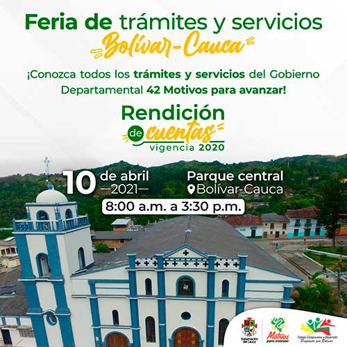 Este sábado 10 de abril, la Gobernación del Cauca realizará la Feria de Trámites y Servicios en el municipio de Bolívar Este sábado 10 de abril, la Gobernación del Cauca realizará la Feria de Trámites y Servicios en el municipio de Bolívar