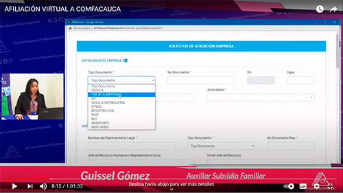 Socialización aplicativo Comfacauca en Línea
