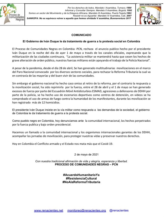 Gobierno de Iván Duque da tratamiento de guerra a la protesta social - PCN Gobierno de Iván Duque da tratamiento de guerra a la protesta social - PCN