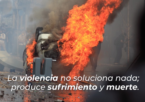 La violencia no soluciona nada; produce sufrimiento y muerte