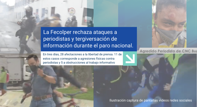 La Fecolper rechaza ataques a periodistas y tergiversación de información durante el paro nacional.
