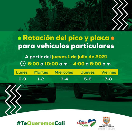 Así quedó la modificación del Pico y Placa en Santiago de Cali