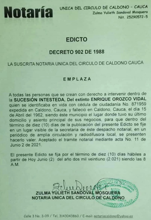 ATENCIÓN A ESTE EDICTO - CALDONO