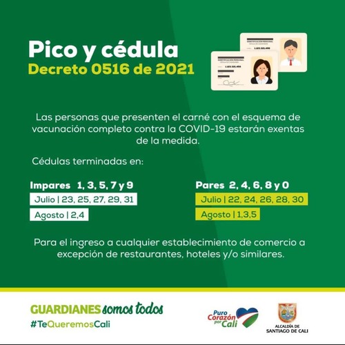Continúan las medidas de pico y cédula y ley seca en Santiago de Cali