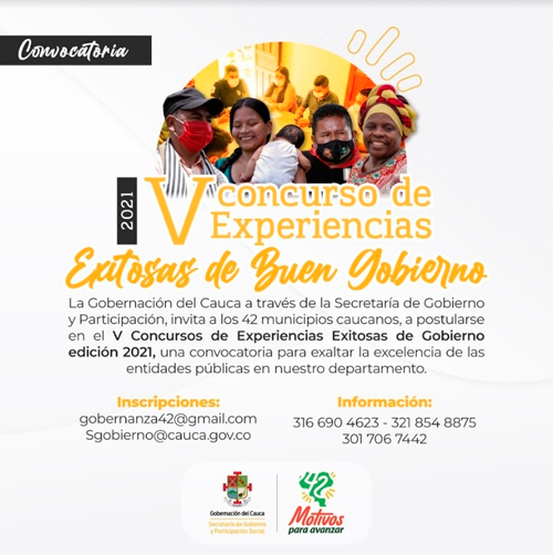 Quinto Concurso de Experiencias Exitosas de Buen Gobierno en el Cauca