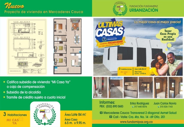 Nuevo proyecto de vivienda en Mercaderes - Urbanización Fundamipaz Nuevo proyecto de vivienda en Mercaderes - Urbanización Fundamipaz