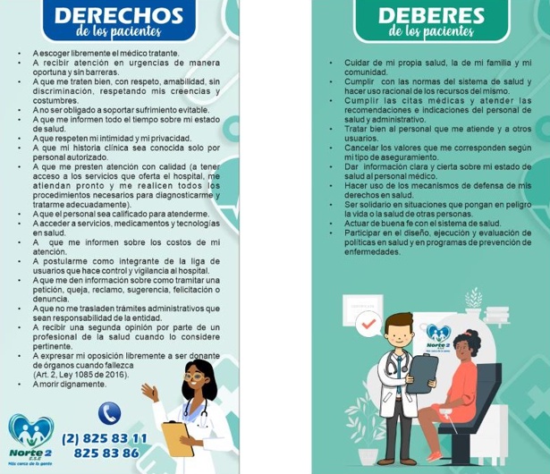 Derechos y Deberes de los Pacientes en la ESE Norte 2 Derechos y Deberes de los Pacientes en la ESE Norte 2