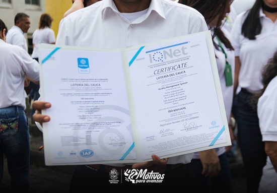 Lotería del Cauca recibe certificación de calidad Icontec Lotería del Cauca recibe certificación de calidad Icontec