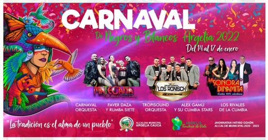 Argelia – Cauca sí realizará sus Carnavales de Negros y Blancos Argelia – Cauca sí realizará sus Carnavales de Negros y Blancos