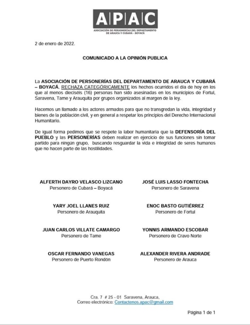 Terror en Arauca