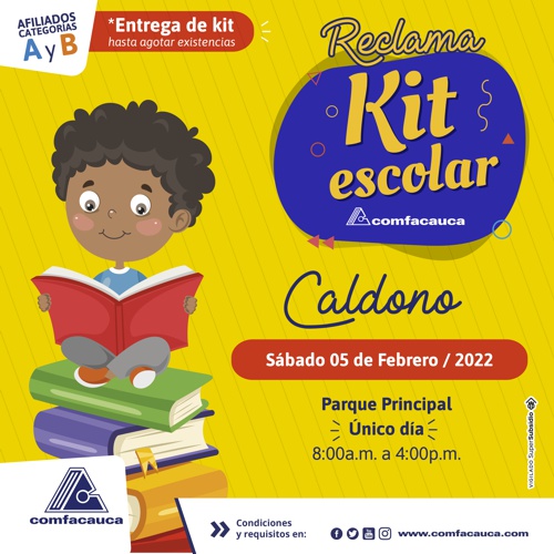 Kit Escolar Comfacauca - Caldono - Comfacauca acompaña al regreso a clases de niños y jóvenes