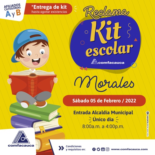 Kit Escolar Comfacauca - Morales - Comfacauca acompaña al regreso a clases de niños y jóvenes