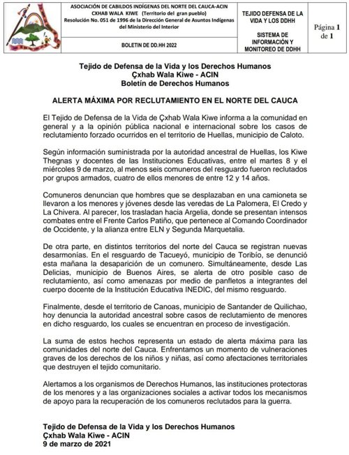 Denuncian secuestro de 4 menores en Caloto Denuncian secuestro de 4 menores en Caloto