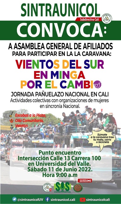 Anuncian llegada de la Minga a Cali este sábado 11 de junio Anuncian llegada de la Minga a Cali este sábado 11 de junio