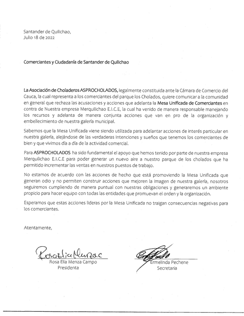 Comerciantes de Quilichao son cívicos y cumplen con la ley