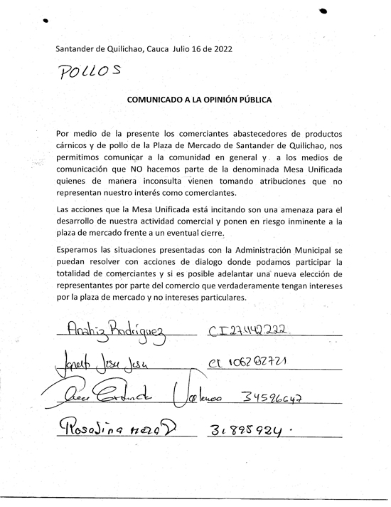 Comerciantes de Quilichao son cívicos y cumplen con la ley