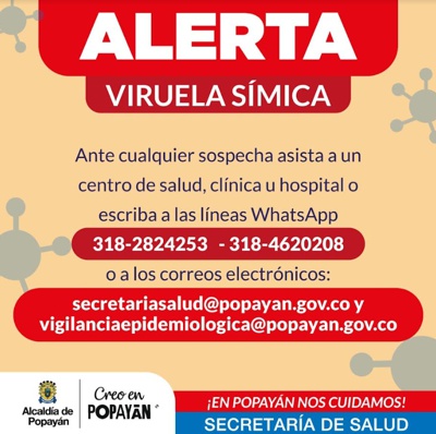 Alerta por viruela símica en Popayán