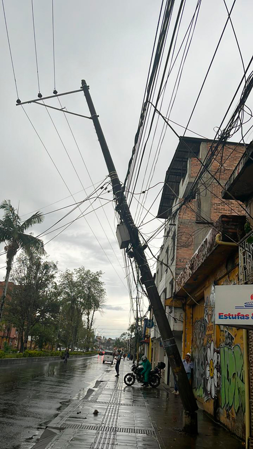 Caída de árboles sobre la infraestructura eléctrica por fuertes lluvias 