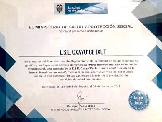 ESE Cxayu’ce Jxut es reconocida como experiencia exitosa en Parto Institucional con Adecuación Intercultural