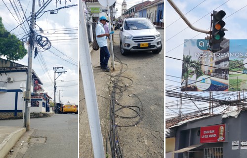 Jungla de cables en calles de Quilichao Jungla de cables en calles de Quilichao
