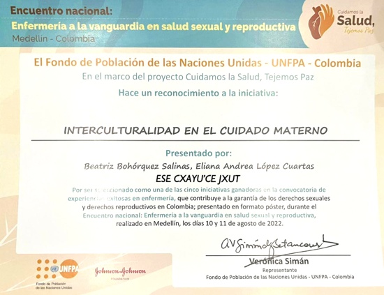 Reconocen a la ESE Cxayu’ce Jxut en Interculturalidad en el Cuidado Materno