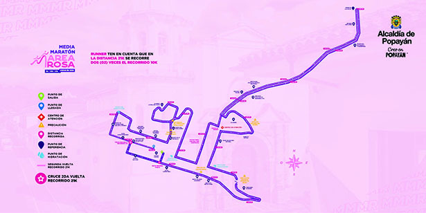 Mapa Recorrido - Media Maratón Rosa Popayán 2022 Mapa Recorrido - Media Maratón Rosa Popayán 2022