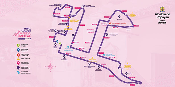 Mapa Recorrido - Media Maratón Rosa Popayán 2022 Mapa Recorrido - Media Maratón Rosa Popayán 2022