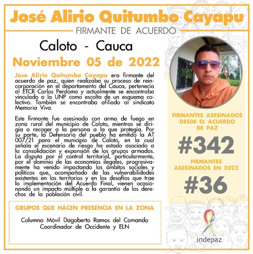 Asesinan a un escolta en el norte del Cauca Asesinan a un escolta en el norte del Cauca